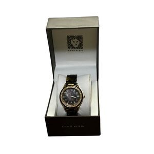 NIB Anne Klein Women's Swarovski Crystal & Gold-Tone Tortoise Watch